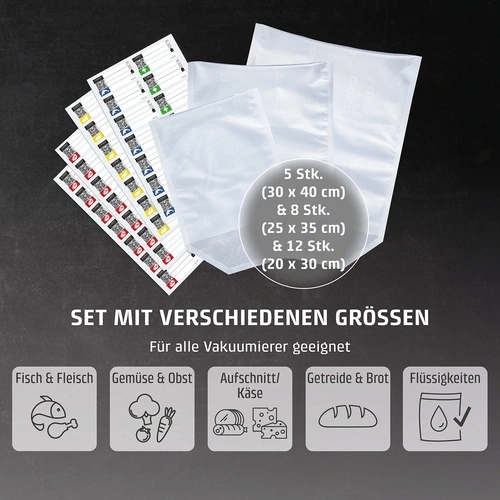 CASO Professional stand-up bag set, 25 pcs Structured bag for vacuum sealing