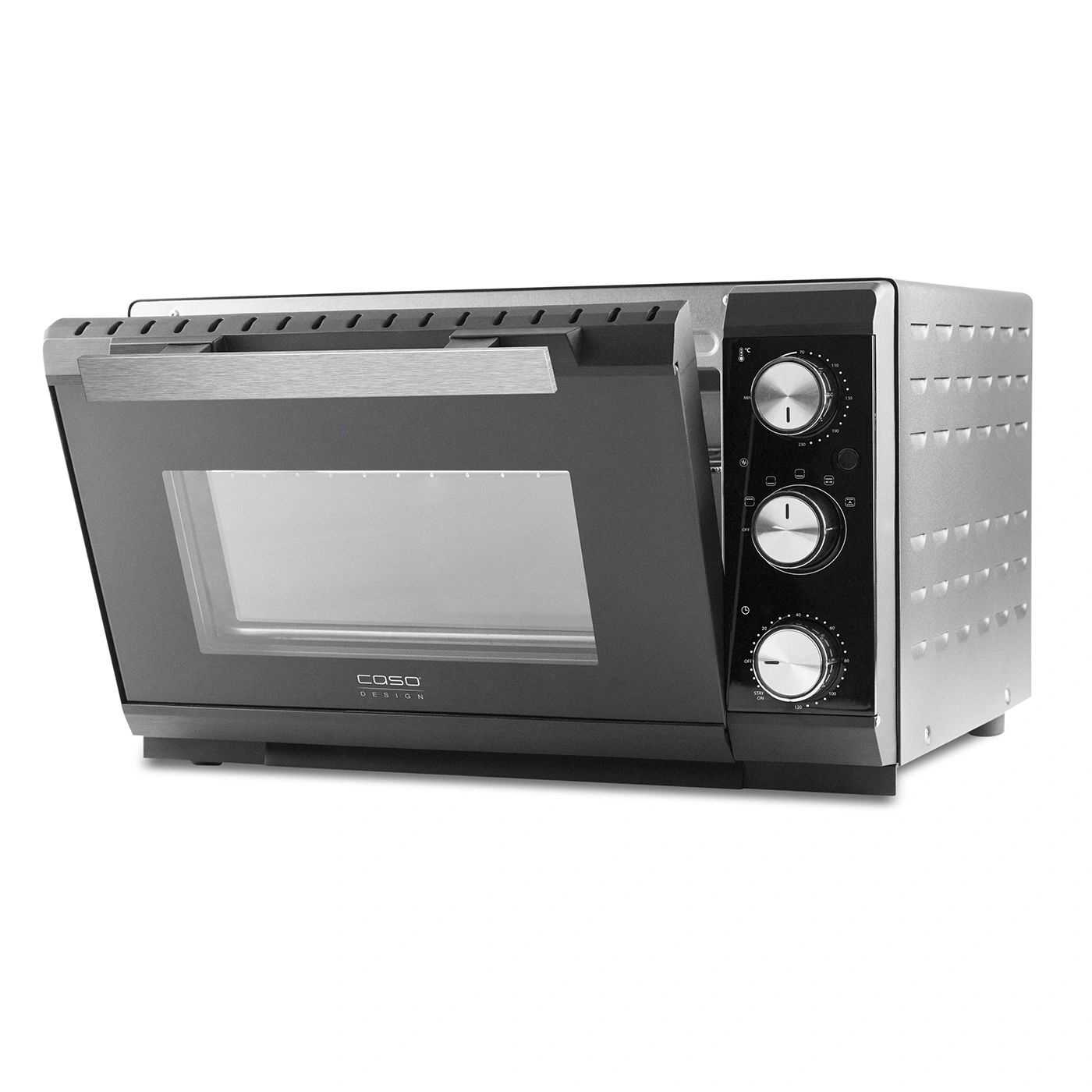 Oven, black, with knobs, glass front, Caso Design, kitchen appliance, electric oven
