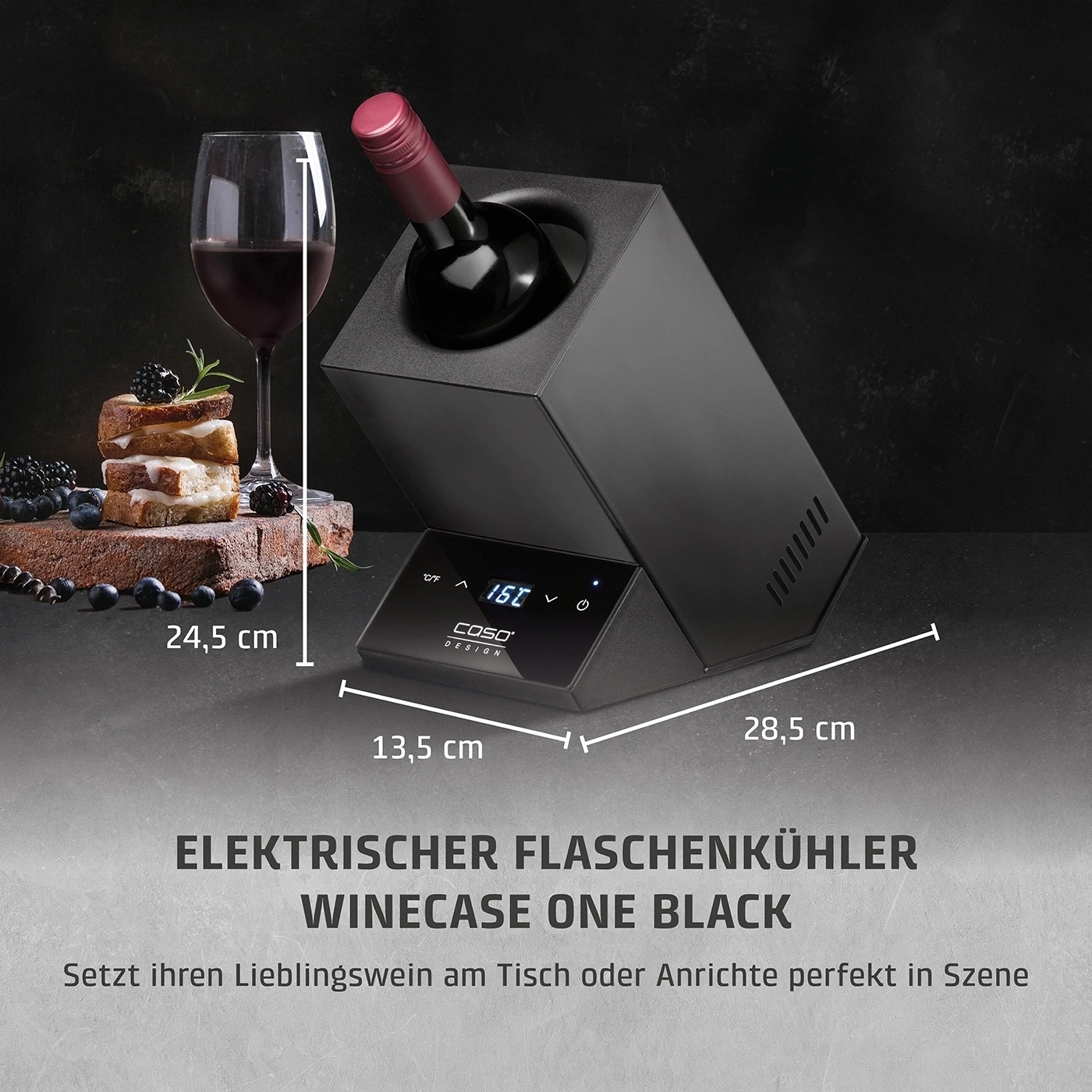 CASO WineCase One Black Design Weinkühler für eine Flasche