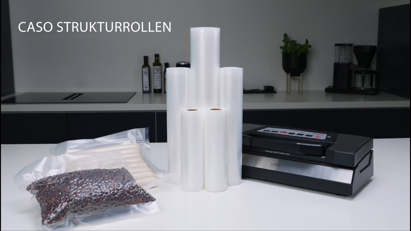 CASO 4 Sterne Strukturrollen 30x720 cm, 2 Stück, 150 μm zum Vakuumieren + Sous Vide Garen