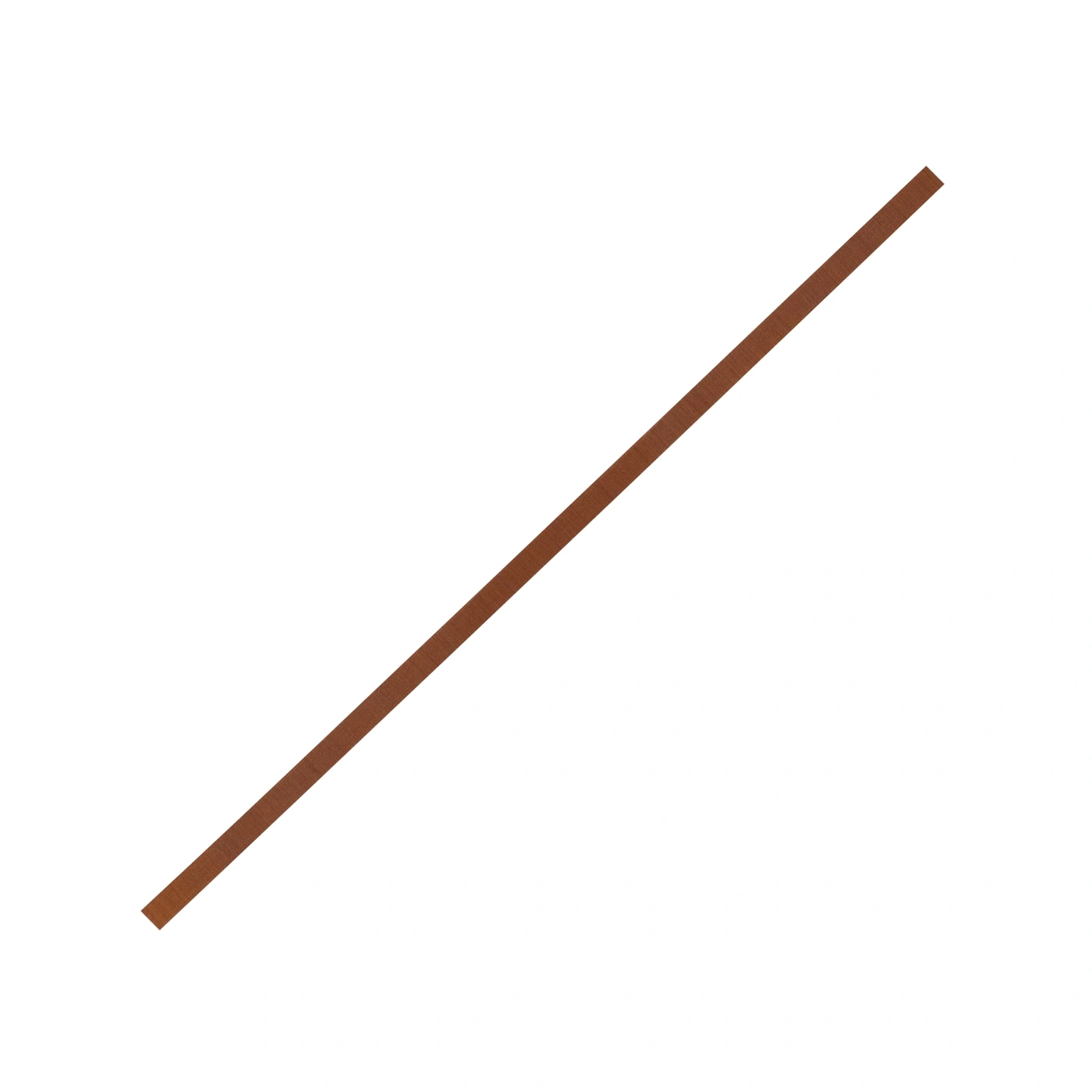 Brown stick diagonally on white background. Wooden texture. Simple.