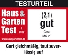 Testurteil Haus & Garten Test 2012, Bewertung gut, Caso MG 20, gleichmäßig auftauen.