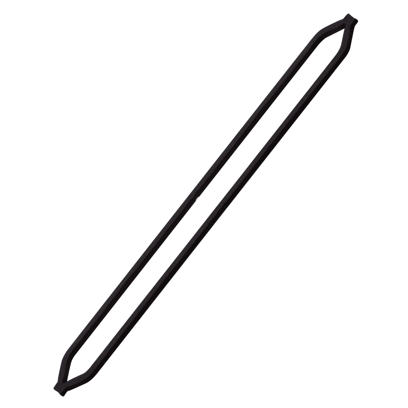 Black metal tool with two parallel bars and pointed ends on a white background.