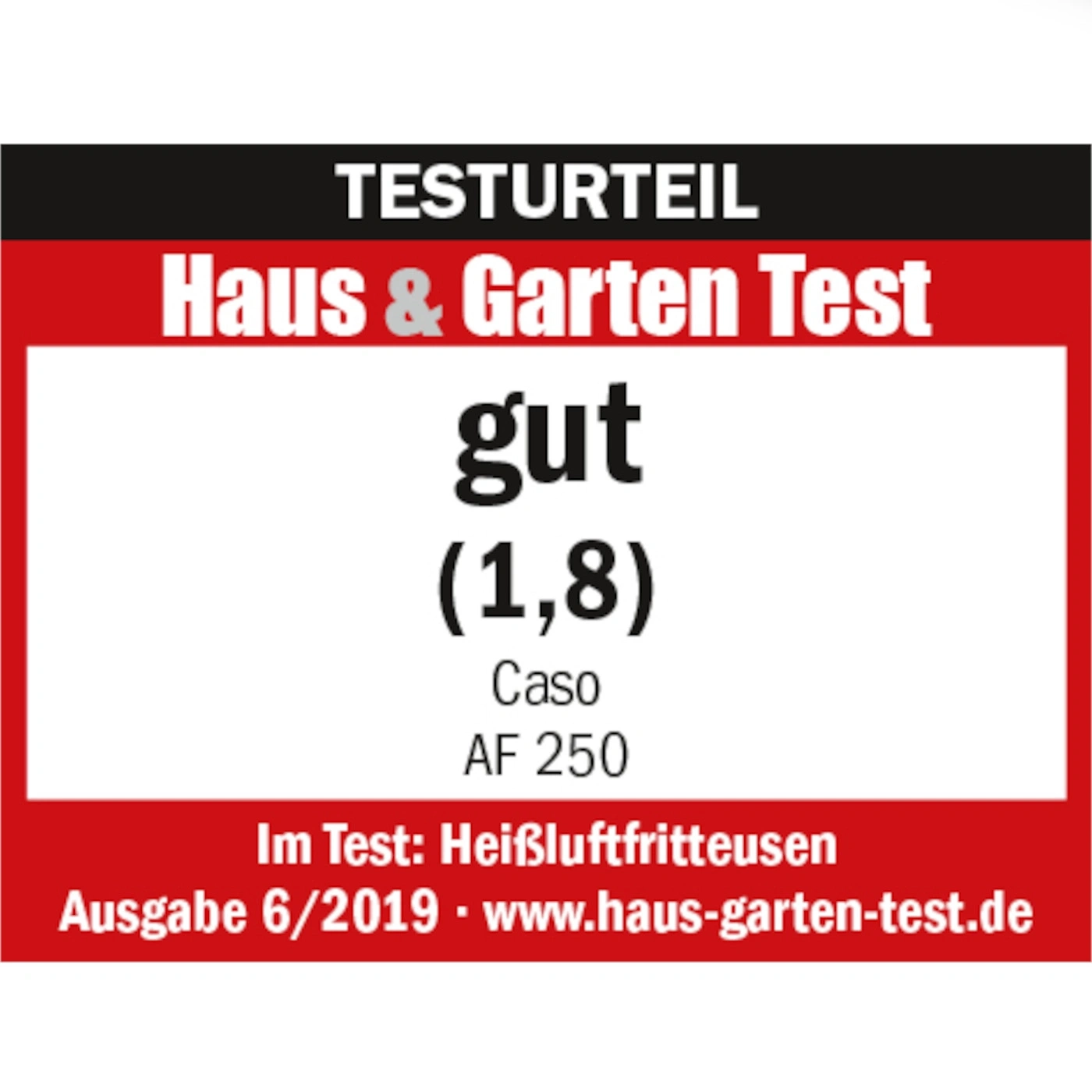 Testurteil Haus & Garten Test gut (1,8) Caso AF 250 Heißluftfritteusen Ausgabe 6/2019
