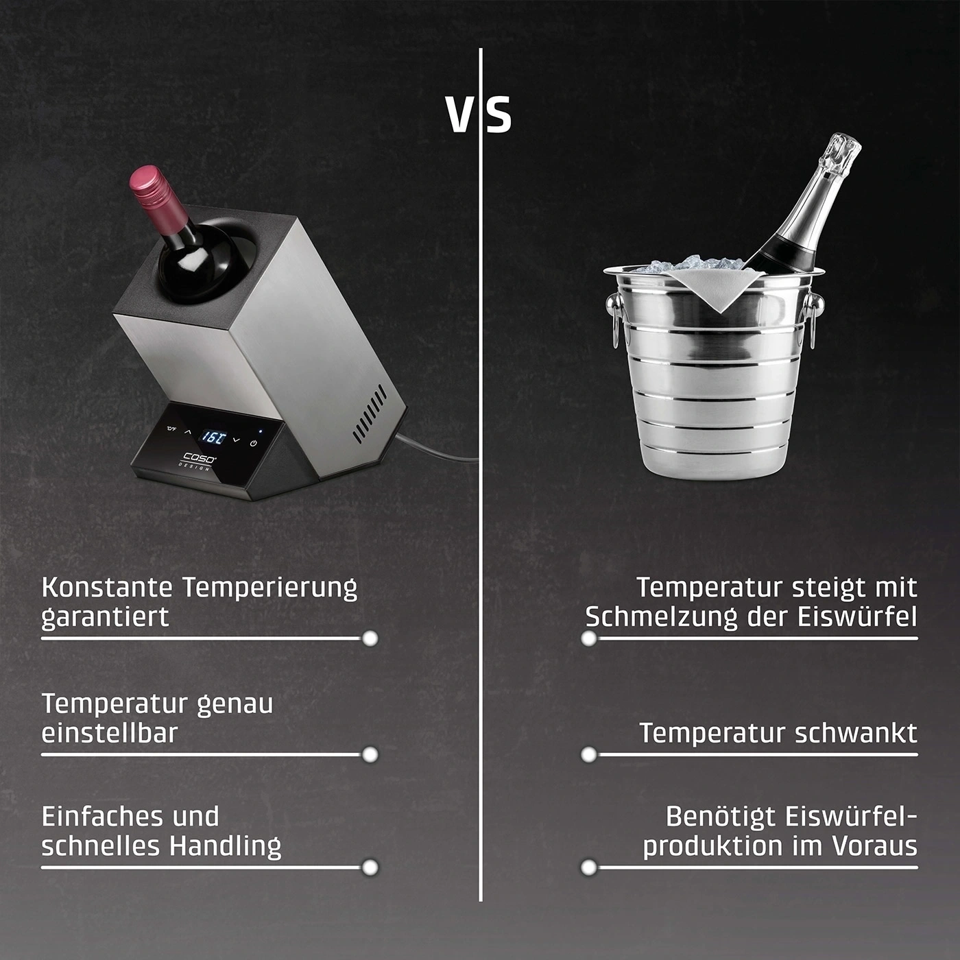 Comparaison entre refroidisseur de vin et seau à glace pour bouteilles