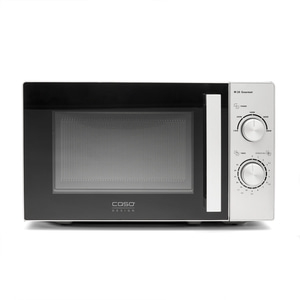 Caso M 20 Gourmet microwave, control panel, timer, power settings, design, kitchen appliance.