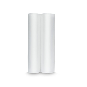 Two white rolls standing side by side, isolated on a white background.