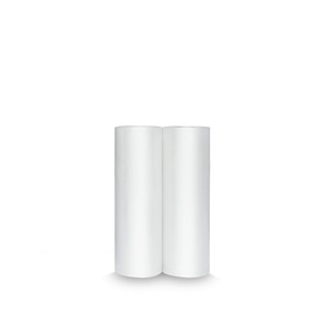 Two white rolls standing side by side on a white background.