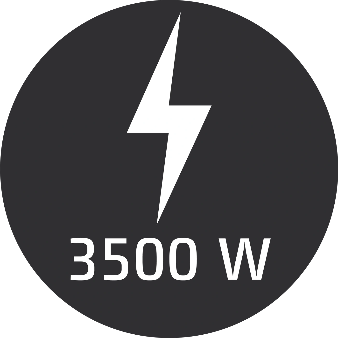 Un symbole de foudre au-dessus de 3500 W dans un cercle