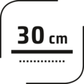 30 cm, black font, measurement, black line, dotted line, square shape