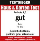 Test Haus & Garten, Endnote 1,5, gut, Caso HC 170, Vakuumierer Test