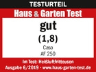 Résultat du test Haus & Garden Test bon (1,8) Caso AF 250 Friteuses à air chaud Numéro 6/2019