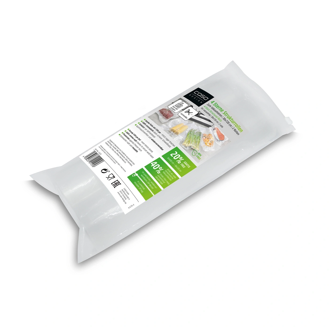 Vacuum rolls, 4 stars, 30x720 cm, 2 rolls, BPA-free, reusable, strong, for vacuuming.