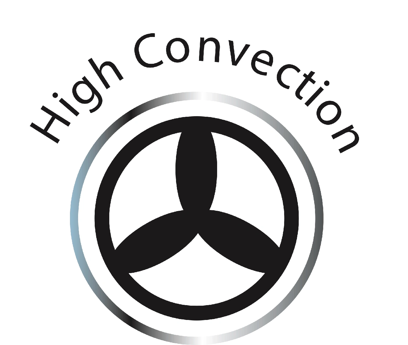 High Convection logo with propeller symbol, black graphic on white background, design element