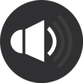 Lautsprecher-Symbol in einem dunklen Kreis, Ton-Symbol, Audio-Symbol, Lautstärke-Symbol