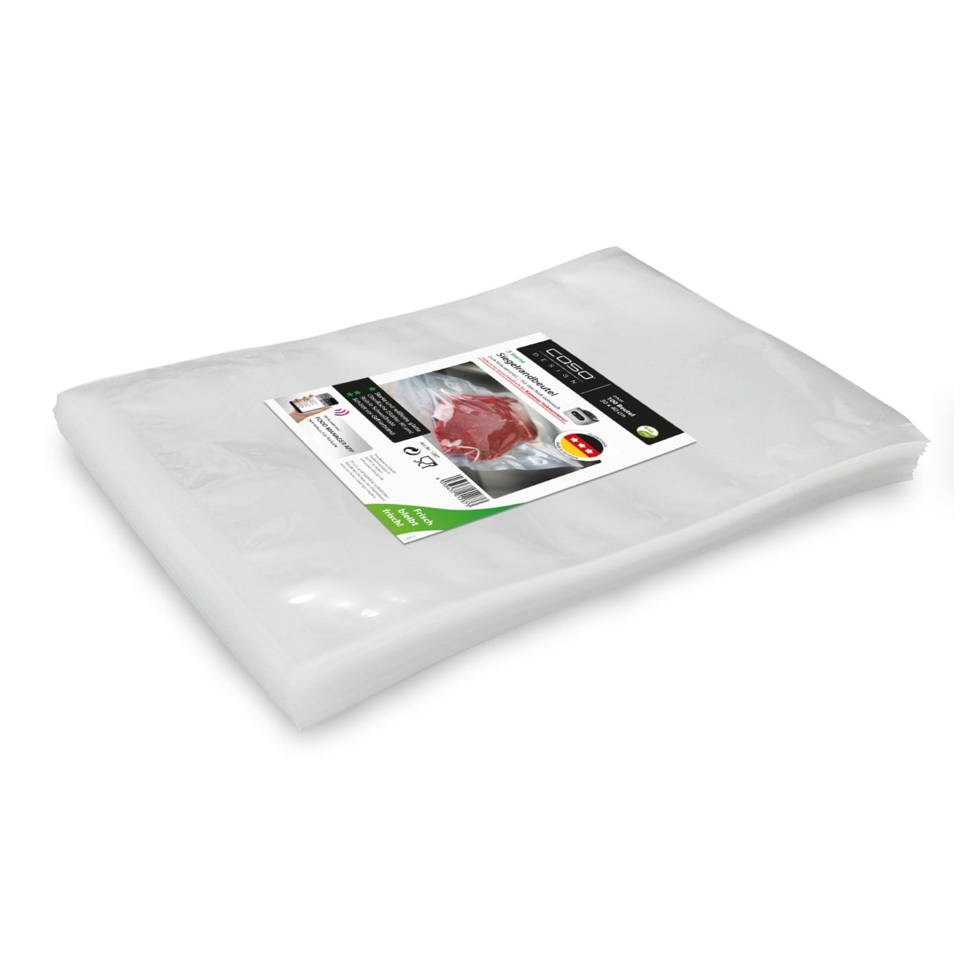 Sacs de scellage Caso, 100 sacs, 30 x 40 cm, garde les aliments frais, compatible avec l'application.