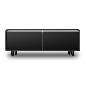 CASO Sound & Cool Wood Lounge table with refrigerator compartments, soundbar & charging options