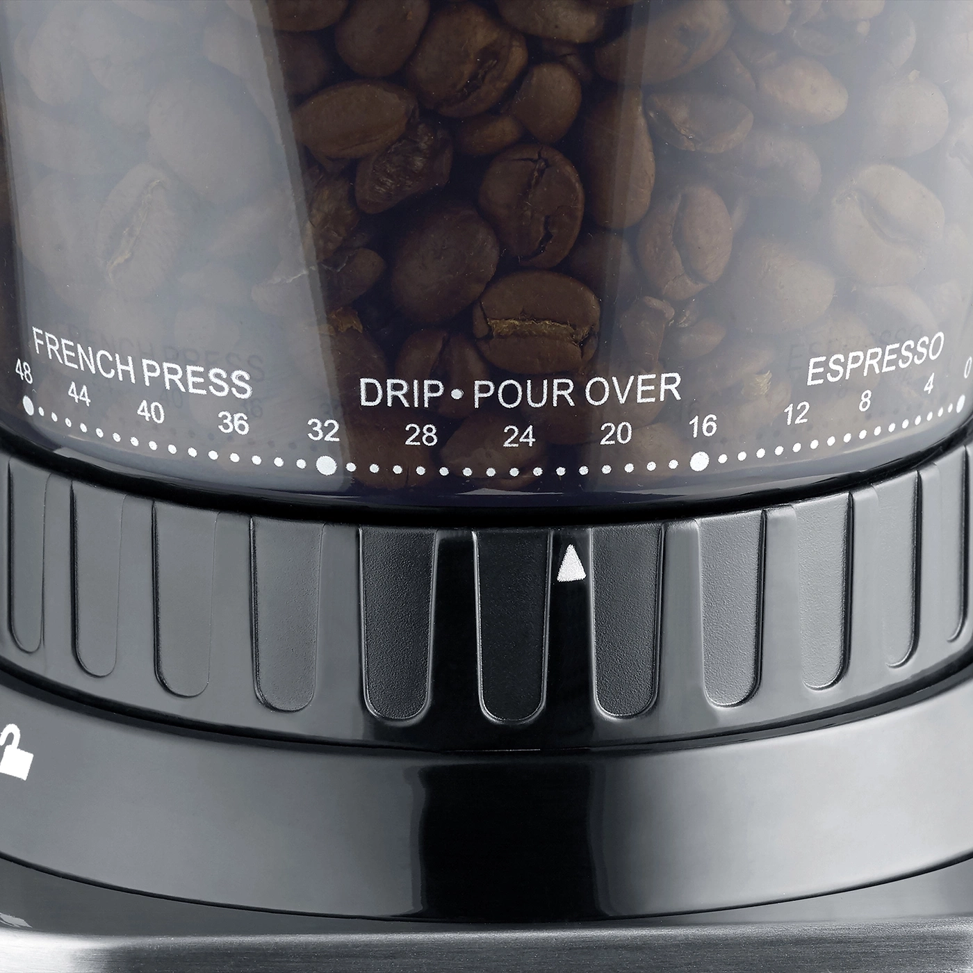 Moulin à café avec réglages pour espresso, French press et méthodes de brassage.