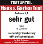 Test result Haus & Garten Test, grade 1.4, very good, Caso HB 2200 Pro, Stabmixer