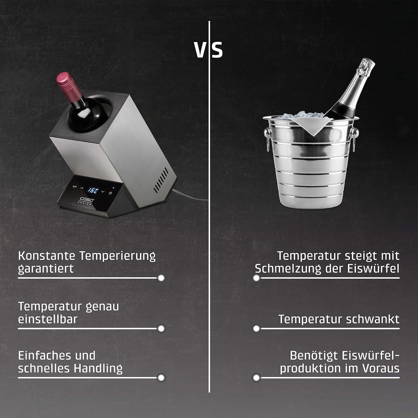 CASO WineCase One Inox Refroidisseur à vin design pour une bouteille