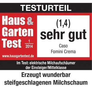 Haus & Garten Test, note 1,4, très bon, Caso Fomini Crema, mousse de lait
