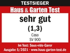 Récompense de test pour Caso SV 900, très bon, Haus & Garten Test, numéro 5/2021, cuiseur sous vide