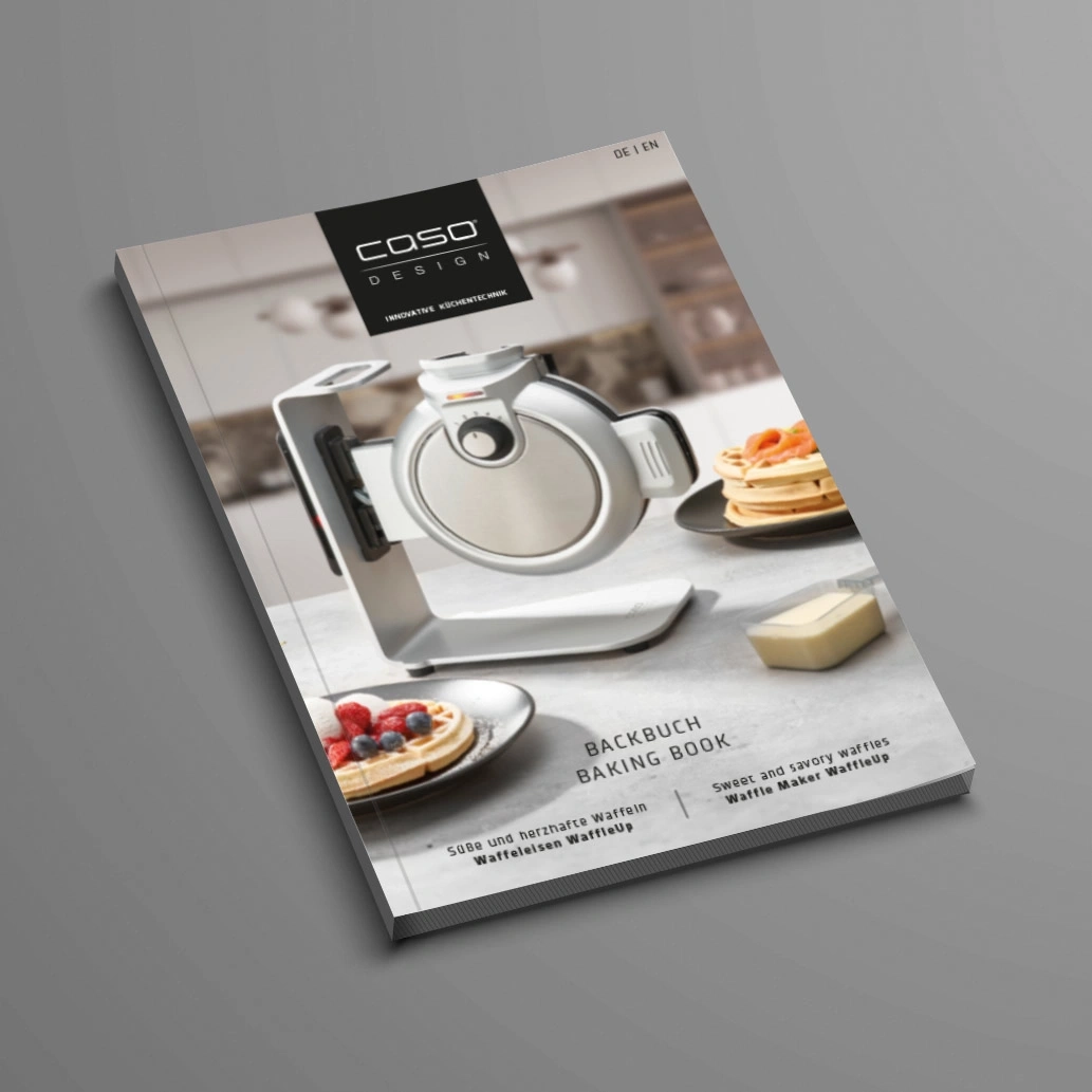 Baking book with waffle iron and waffles, Sweet and savory waffles