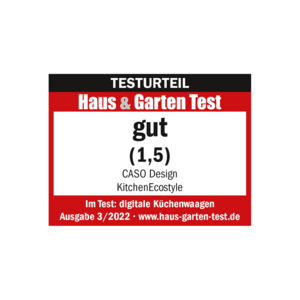Testurteil Haus & Garten Test gut (1,5) für CASO Design KitchenEcostyle digitale Küchenwaagen