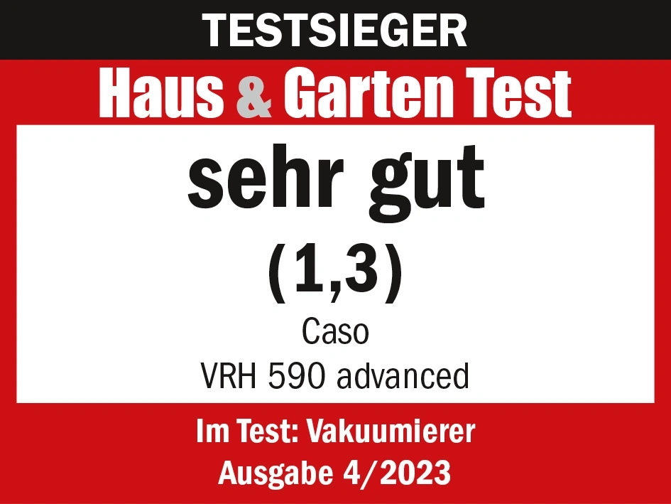 Rapport de test: Très bon (1,3) pour Caso VRH 590 advanced, numéro 4/2023.