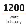 1200 Watts de puissance, barre jaune-rouge, fond noir