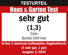 Test result Haus & Garten Test, very good (1.3), Caso Barista Chef Inox, issue 2/2024