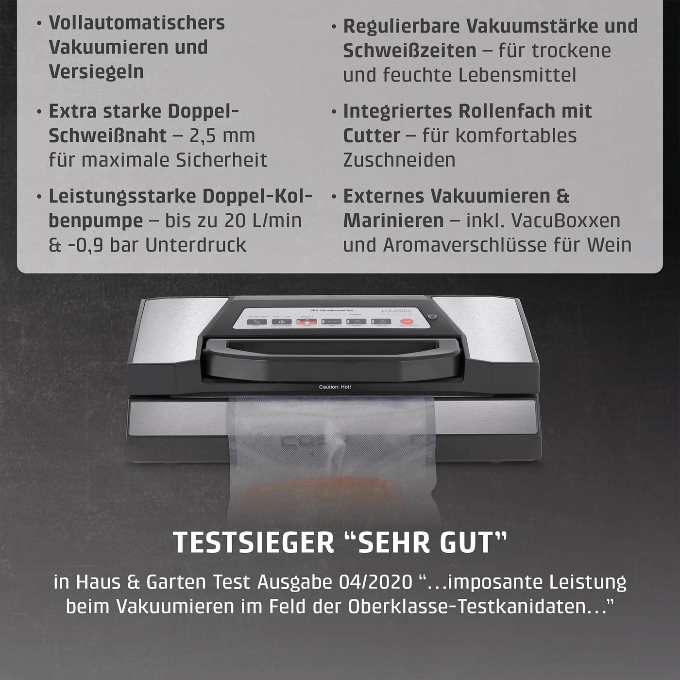 CASO VRH 700 advanced pro Machine à vide à barres