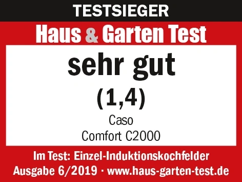Testauszeichnung für Caso Comfort C2000, sehr gut, Haus & Garten Test, Ausgabe 6/2019