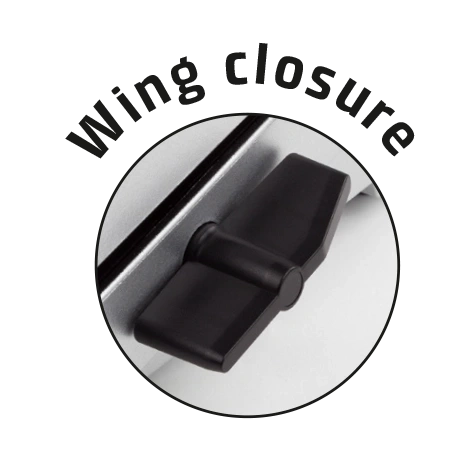 Wing closure, black, detail shot, close-up, technology, device, closed, handle, lever
