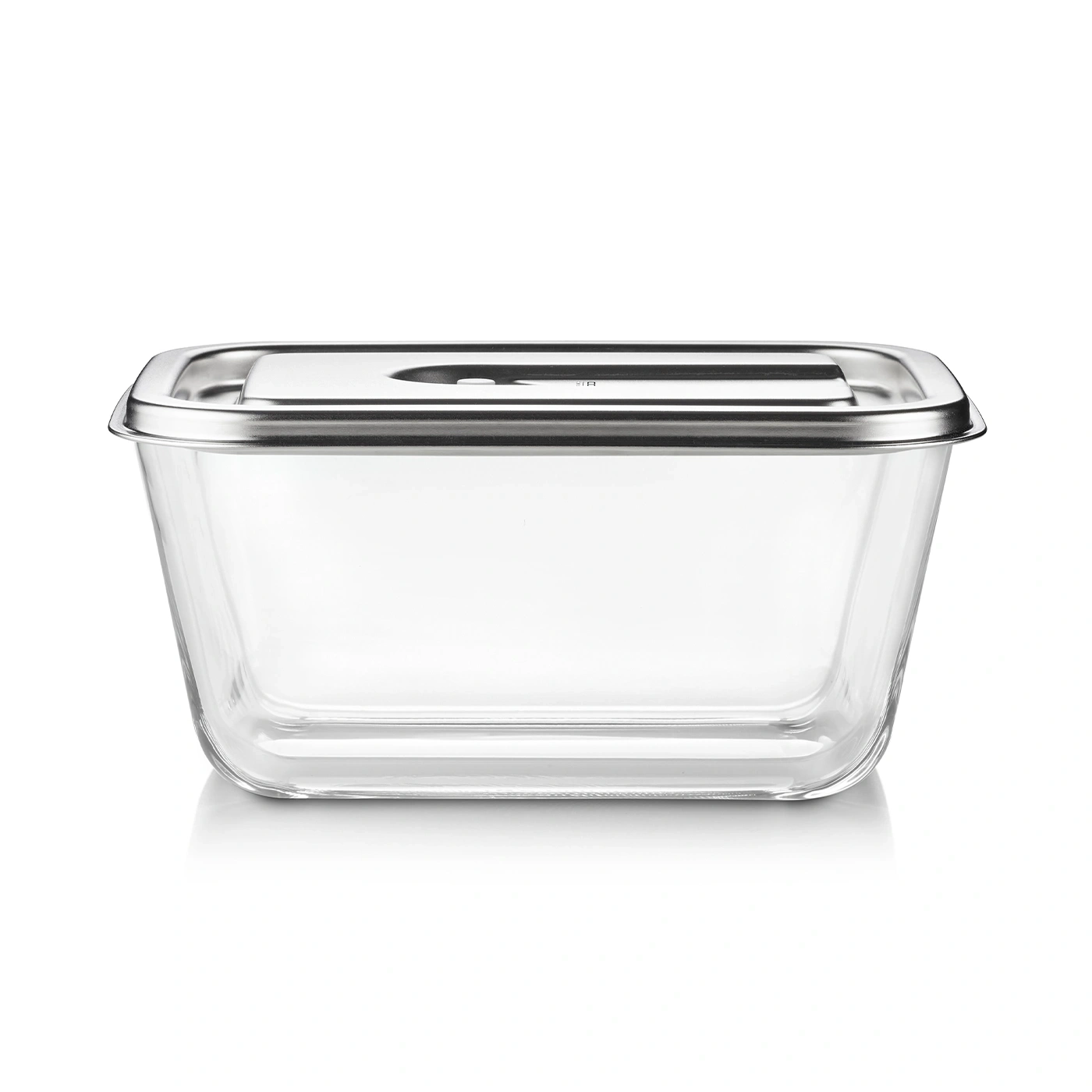 Glass container with lid, rectangular, transparent, for food, kitchen storage