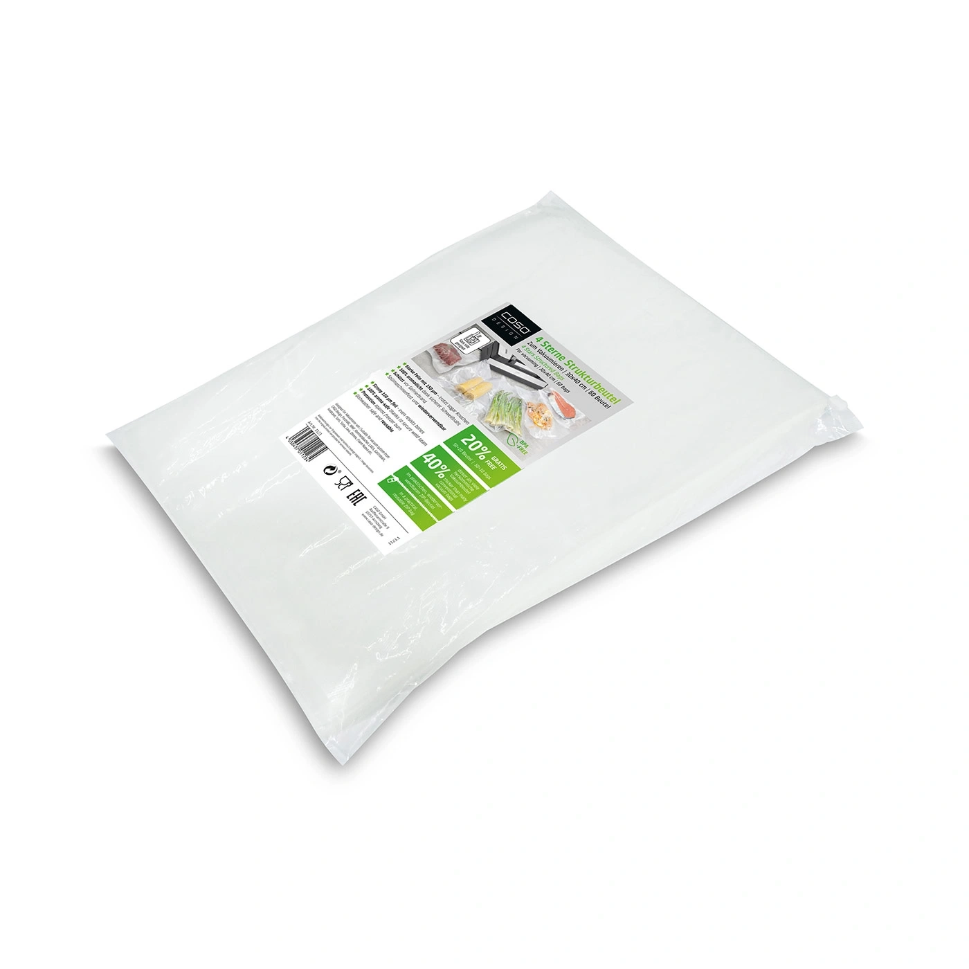 COSO vacuum bags, 4 stars structured bag, 30x40 cm, 60 bags, BPA-free, free