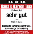 Testurteil Haus & Garten Test, Endnote 1,4, sehr gut, Caso TO 26 electronic.