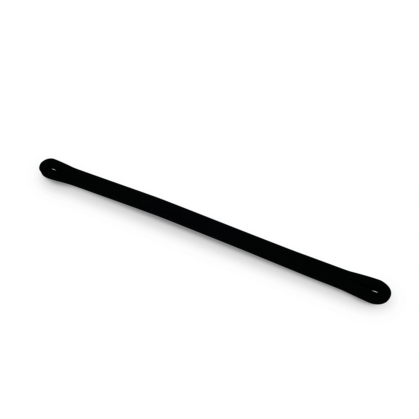 Black rubber band on white background, isolated object, studio shot