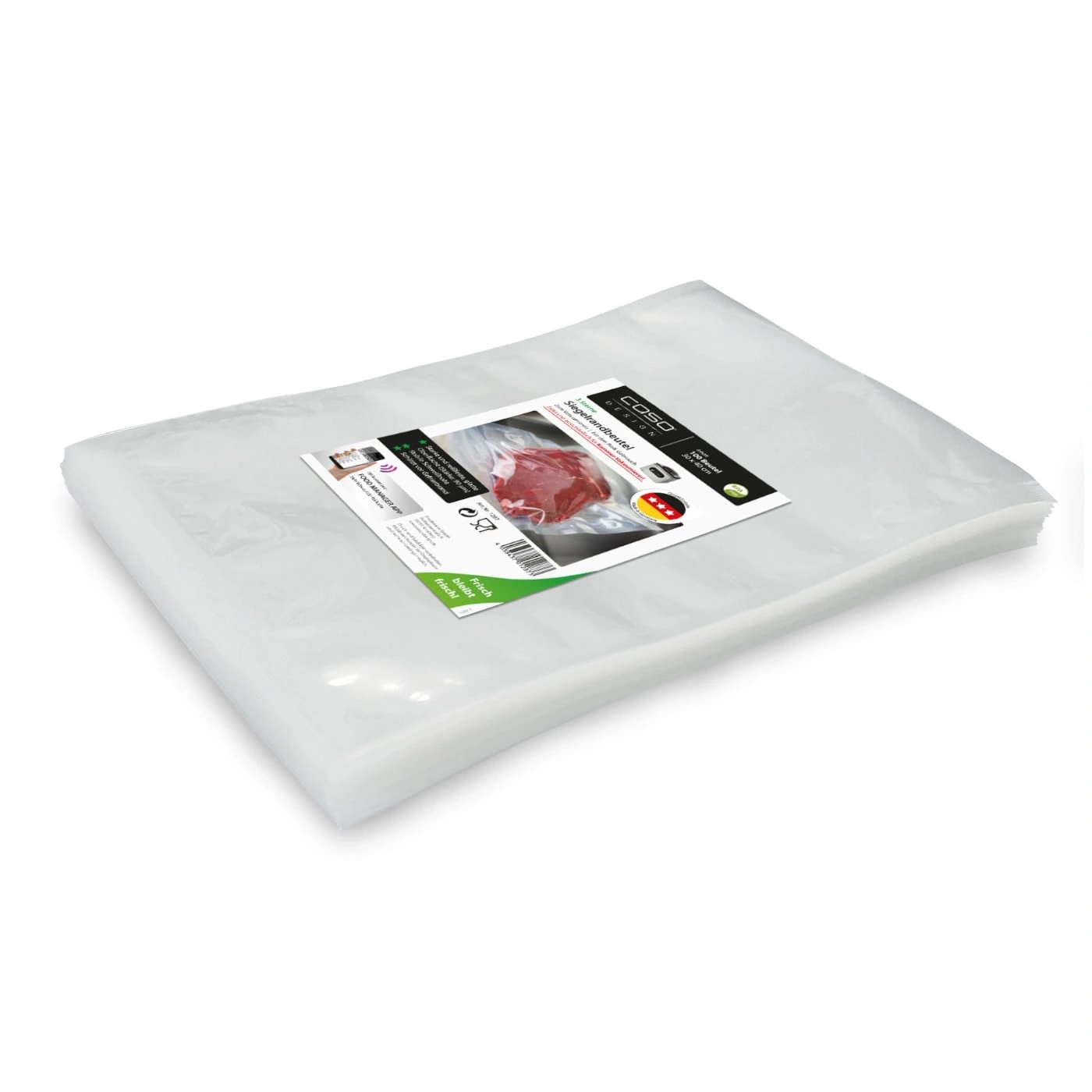 Caso sealing bags, 100 bags, 30 x 40 cm, keeps food fresh, app compatible.