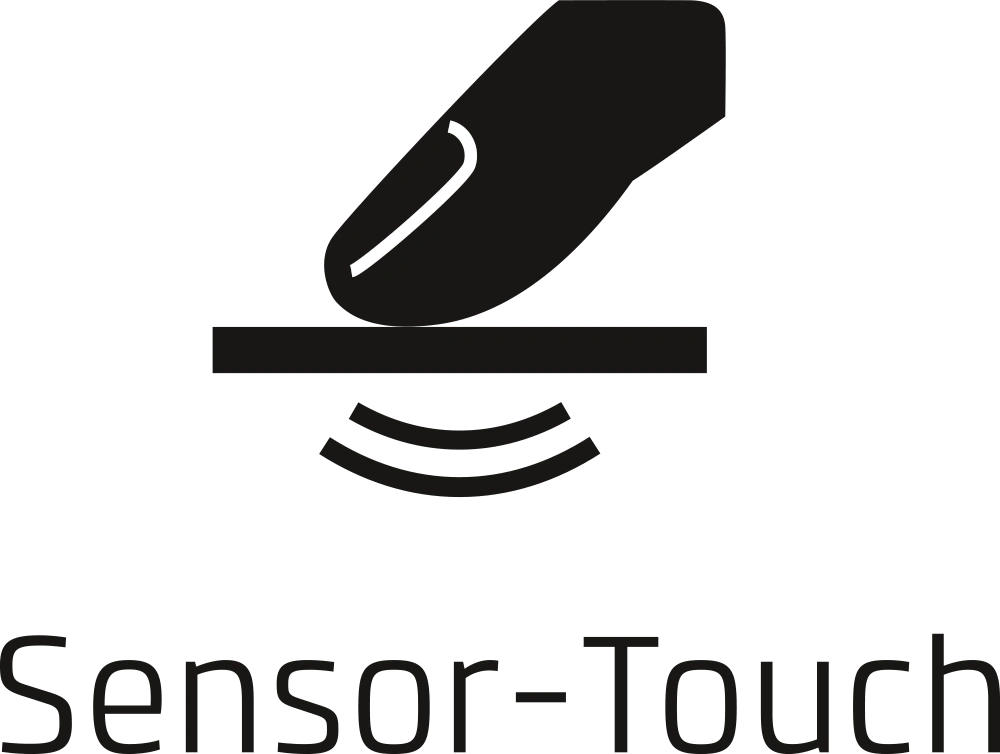 Sensor-Touch-Symbol, Finger berührt Oberfläche, Technologie-Konzept, schwarz-weiß