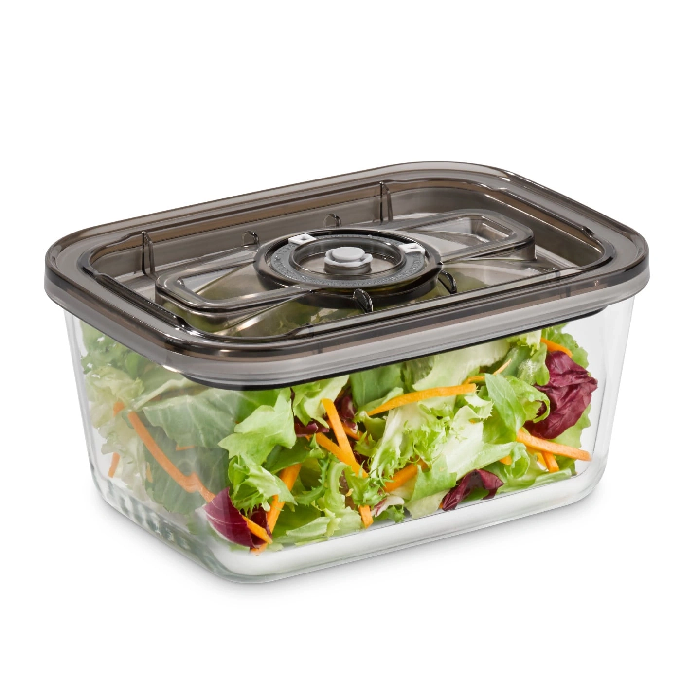 Salat in einem transparenten Behälter mit Deckel, Gemüse, Karotten
