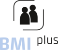 BMI plus Logo mit zwei Personen in einem Rahmen