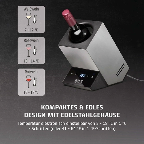 CASO WineCase One Inox Refroidisseur à vin design pour une bouteille
