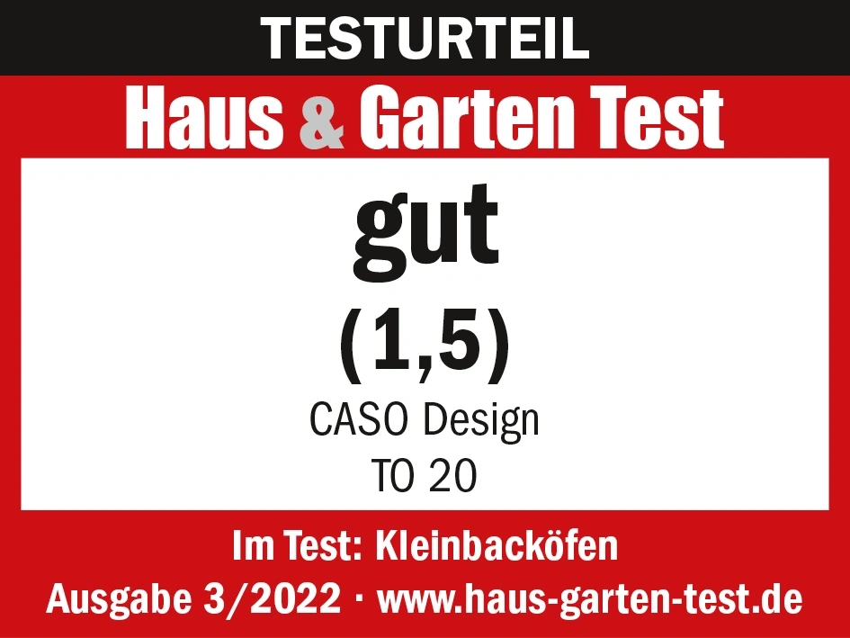 Test result Haus & Garten Test good (1.5) CASO Design TO 20 Issue 3/2022