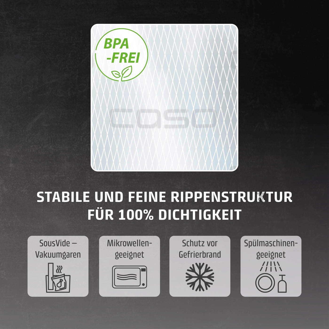 Sacs sous vide sans BPA avec structure nervurée, adaptés au sous vide, micro-ondes, protection contre le gel et lave-vaisselle.