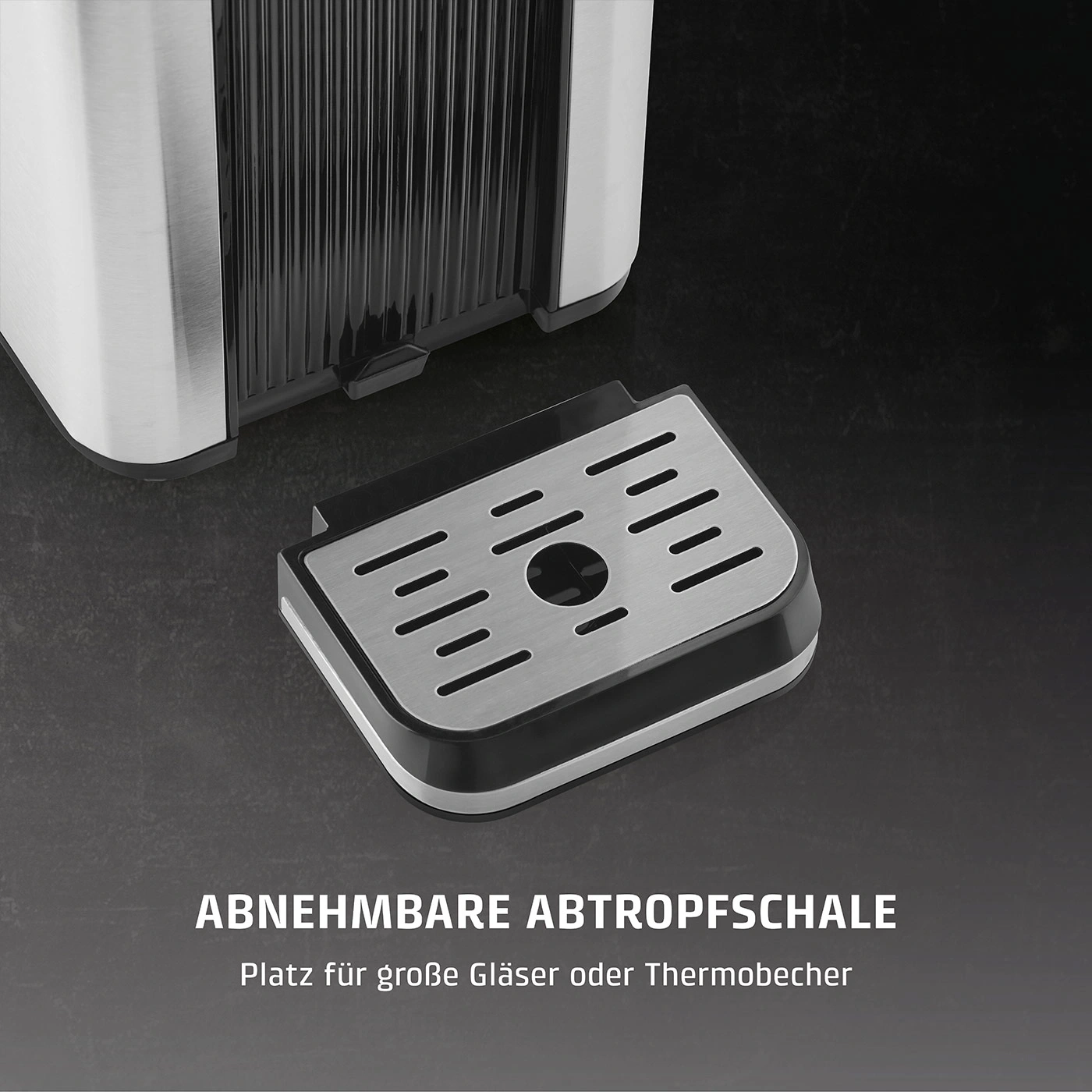 Removable drip tray for large glasses or thermoses