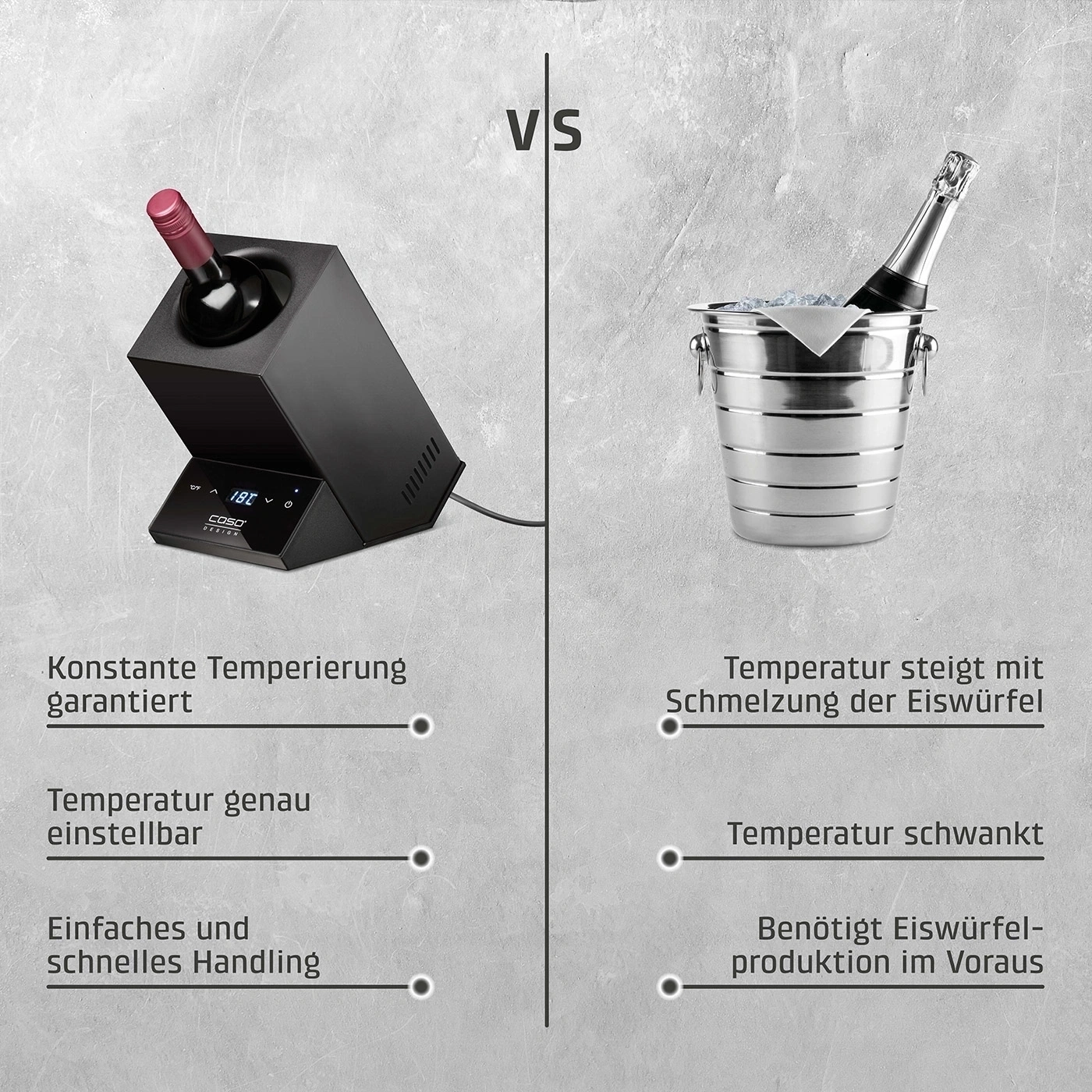 CASO WineCase One Black Rafraîchisseur à vin design pour une bouteille