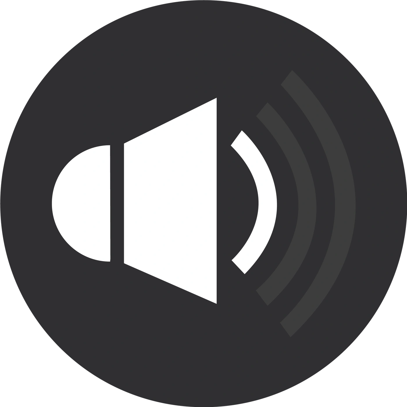 Lautsprecher-Symbol in einem dunklen Kreis, Ton-Symbol, Audio-Symbol, Lautstärke-Symbol
