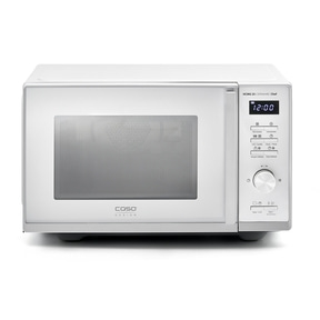 Caso Design HCMG 25 Ceramic Chef microwave with clock and control panel.