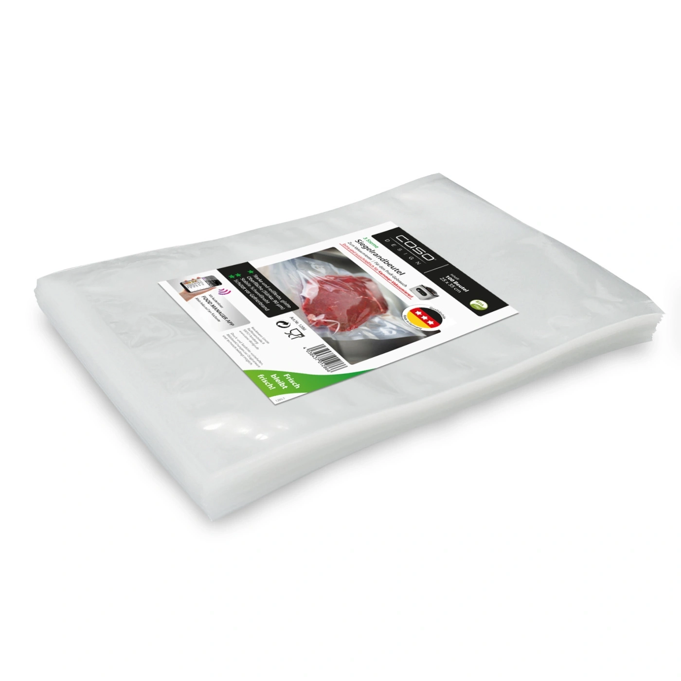 Caso vacuum sealer bags, 100 bags, 25 x 35 cm, for vacuuming, keeps food fresh